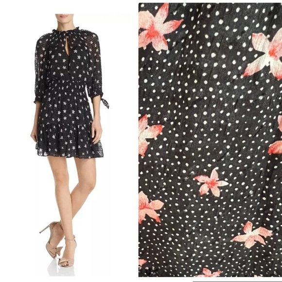 Rebecca Taylor Women’s Maui Clip Floral Dress Black Silk Whimsigoth Dark Romance - Picture 1 of 13